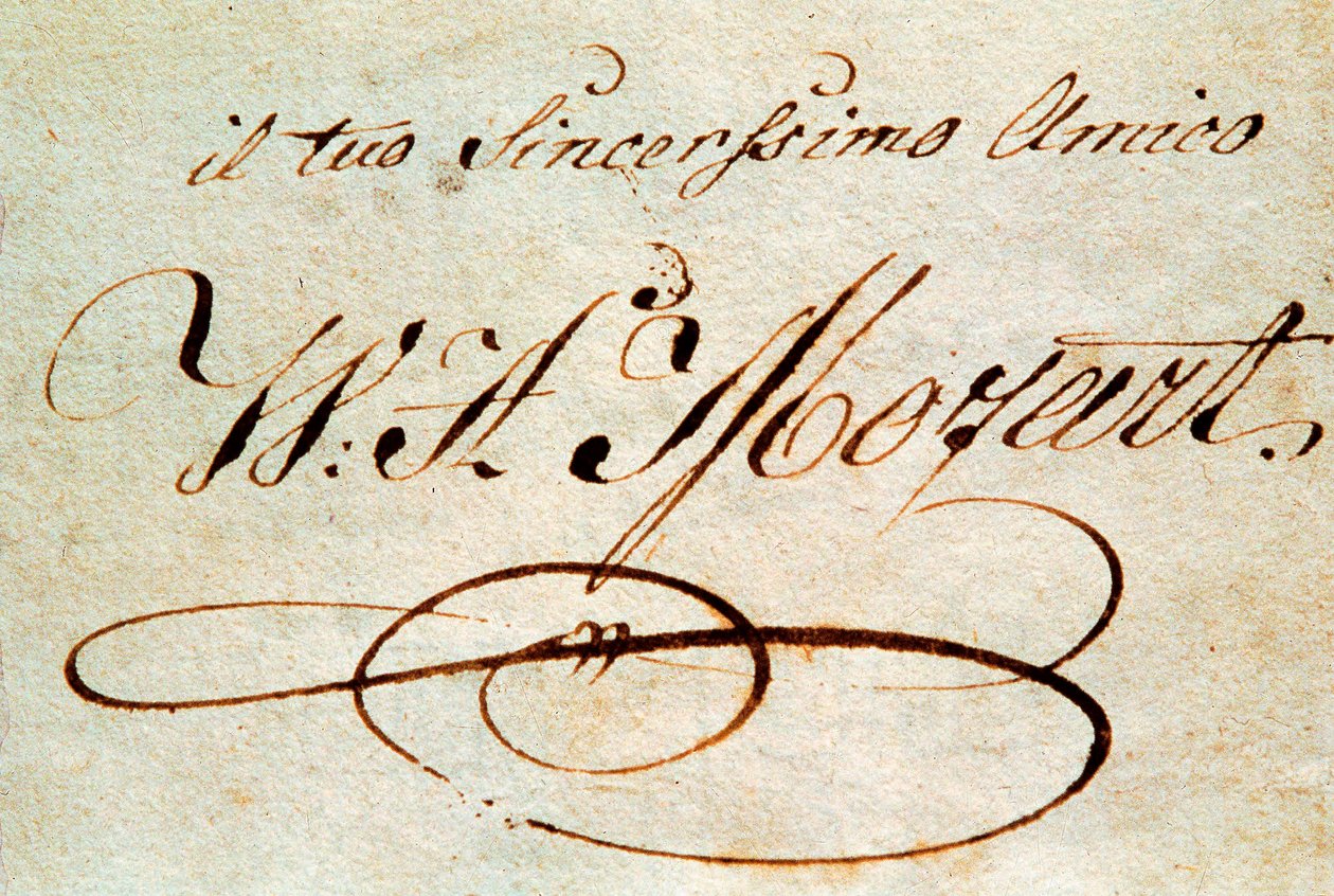 Assinatura do compositor austríaco Wolfgang Amadeus Mozart (1756-1791) de Wolfgang Amadeus Mozart