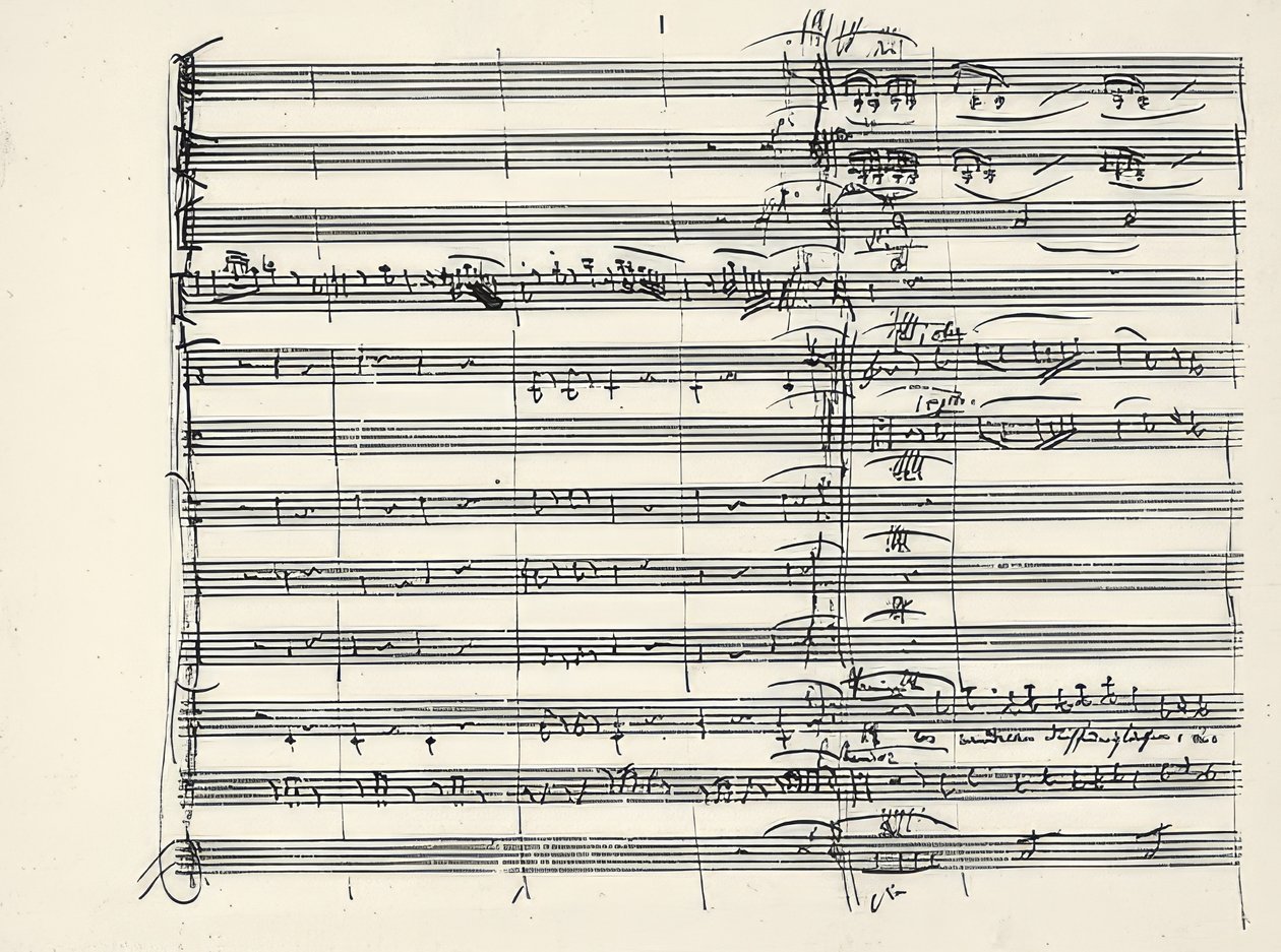 Wolfgang Amadeus Mozart (1756-1791) compositor austríaco. Autógrafo do final da música de fogo e do início do dueto Paminas e Taminos (atravessamos o glúten de fogo) da flauta mágica. 1791 de Wolfgang Amadeus Mozart