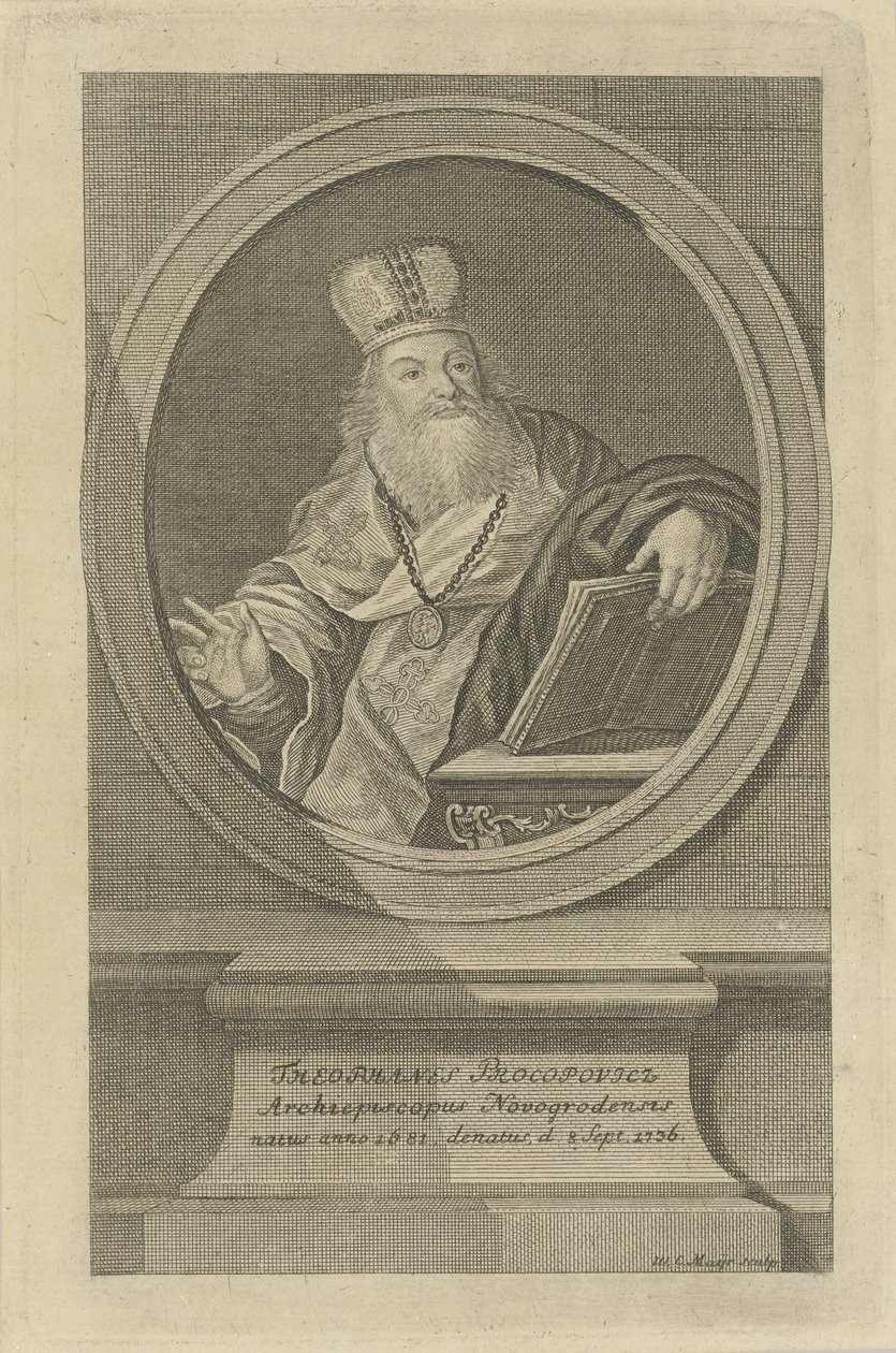Retrato do Poeta Theofan Prokopovich 1681-1736, ca 1760. de Wolfgang Christoph Mayr