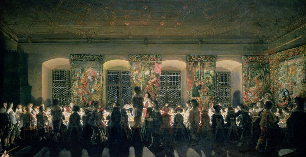 Banquete à noite, 1640 (óleo sobre cobre) de Wolfgang Heimbach