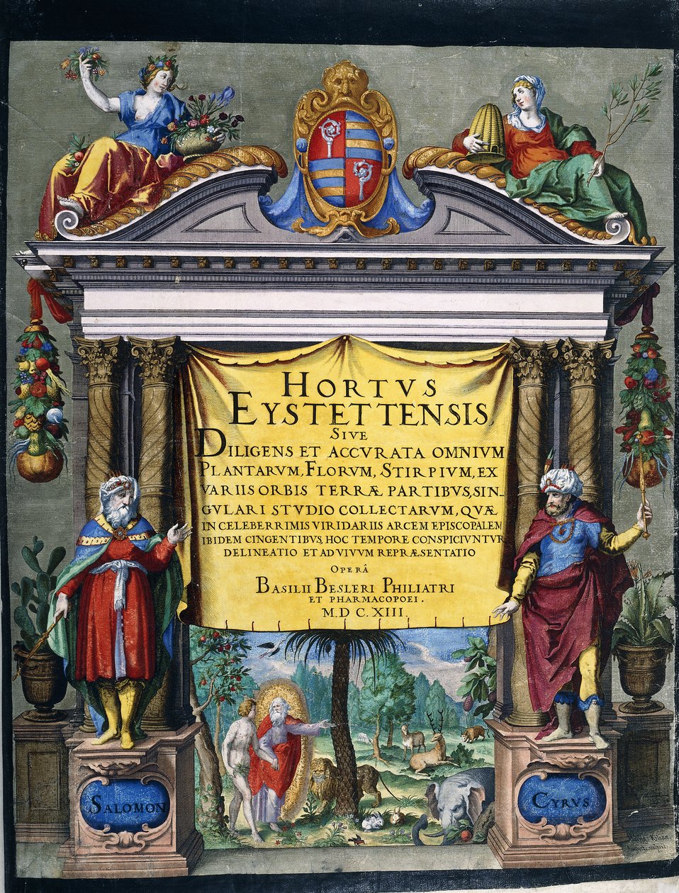 Título gravado para o Florilegium "Hortus Eystettensis" de Basilius Besler de Wolfgang Kilian