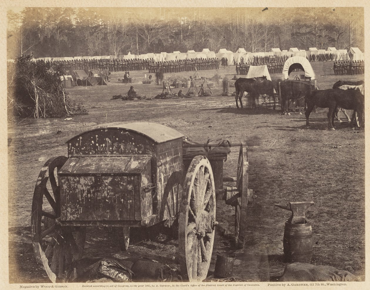 Acampamento e Cumberland Landing, no Pamunkey., Maio de 1862 (albumen print montado em papel de palha) de Wood and Gibson Wood and Gibson