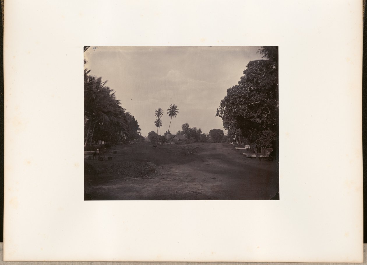 [Trabalhos de pavimentação da estrada em Prapatan, Batavia] de Woodbury and Page