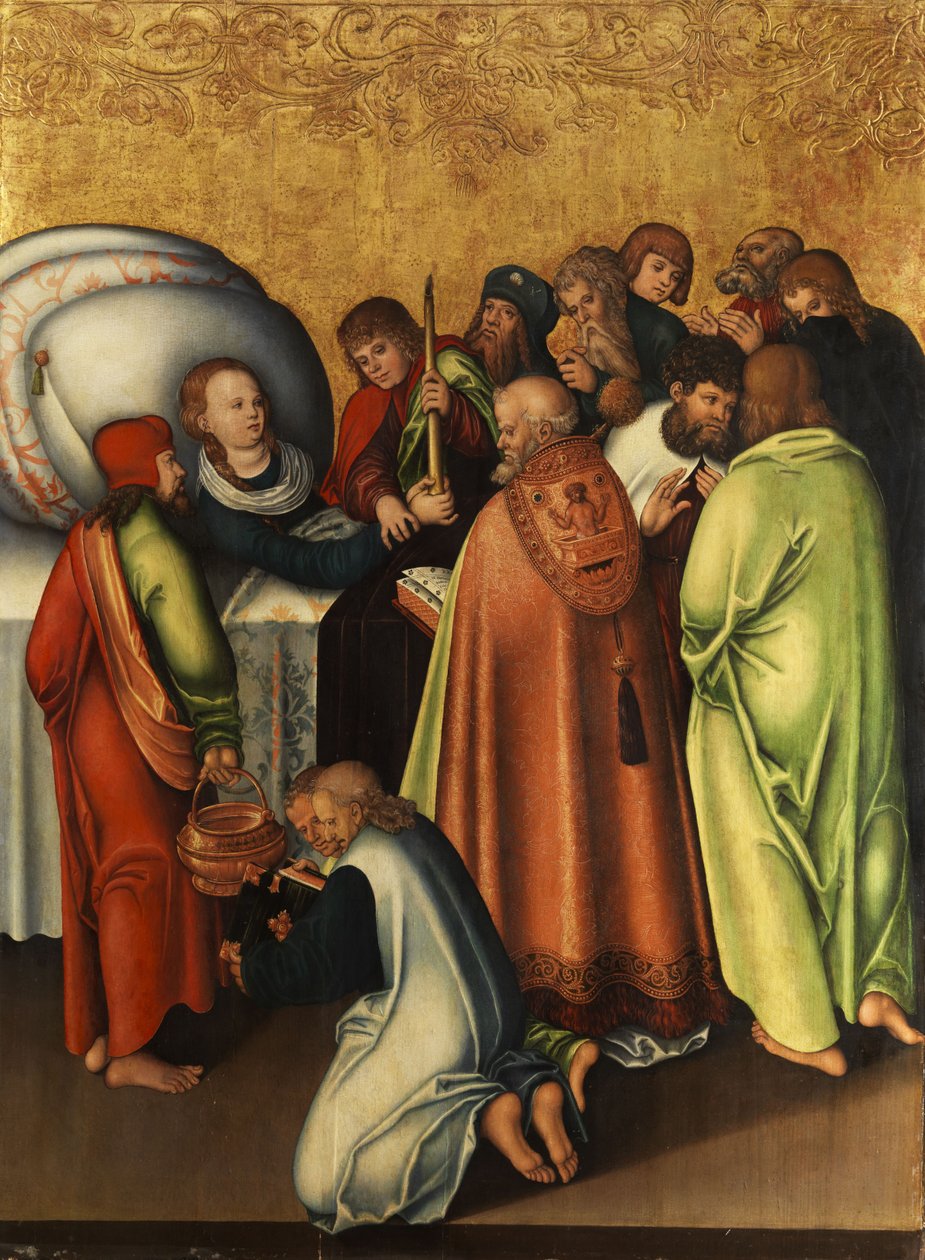 Morte de Mariæ no círculo dos apóstolos de workshop of Lucas Cranach the Elder