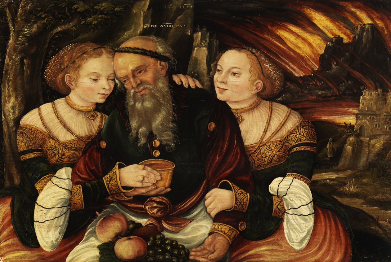 Lot e suas filhas de Lucas Cranach the Younger  