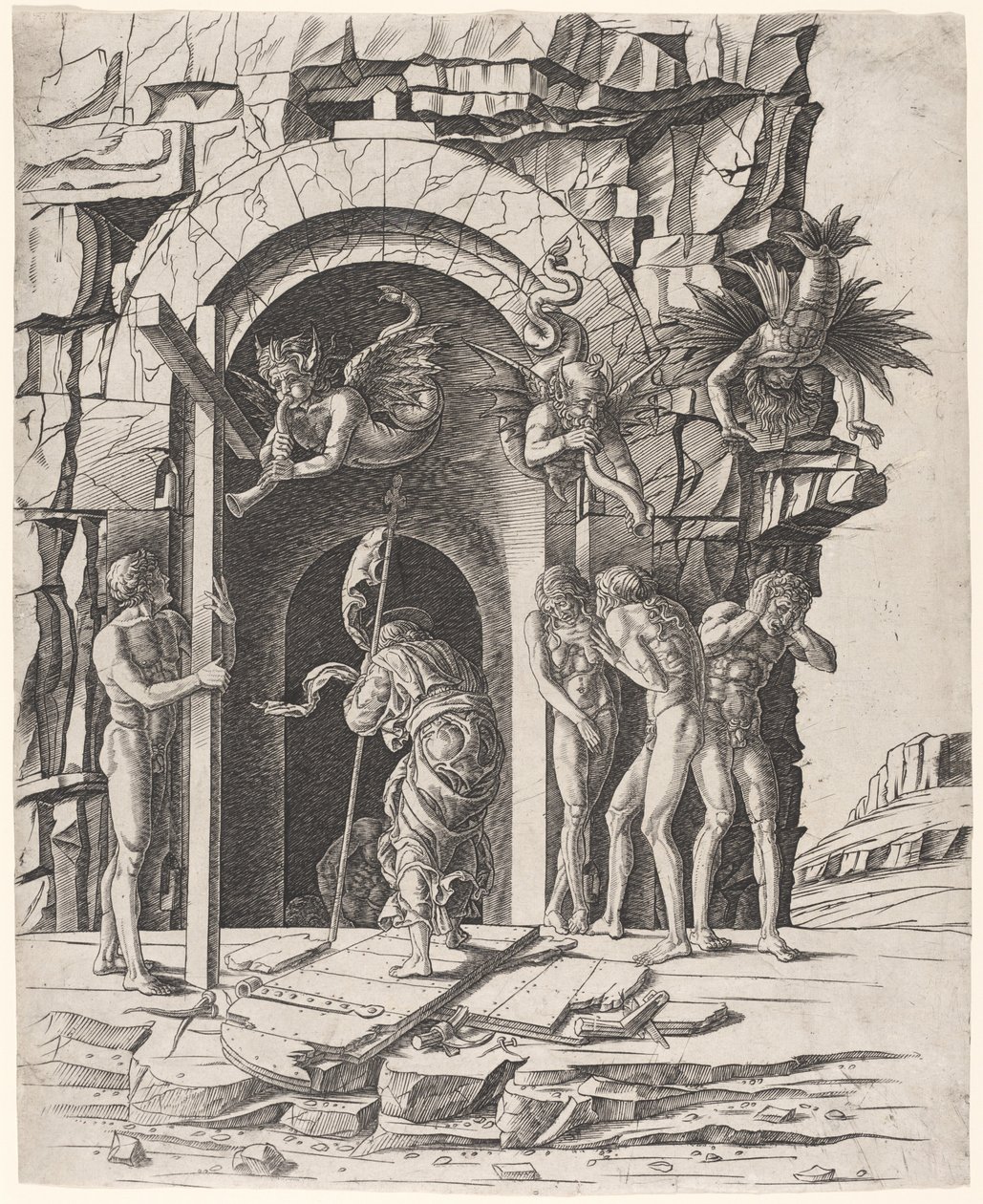 Descida ao Limbo de Workshop of Andrea Mantegna