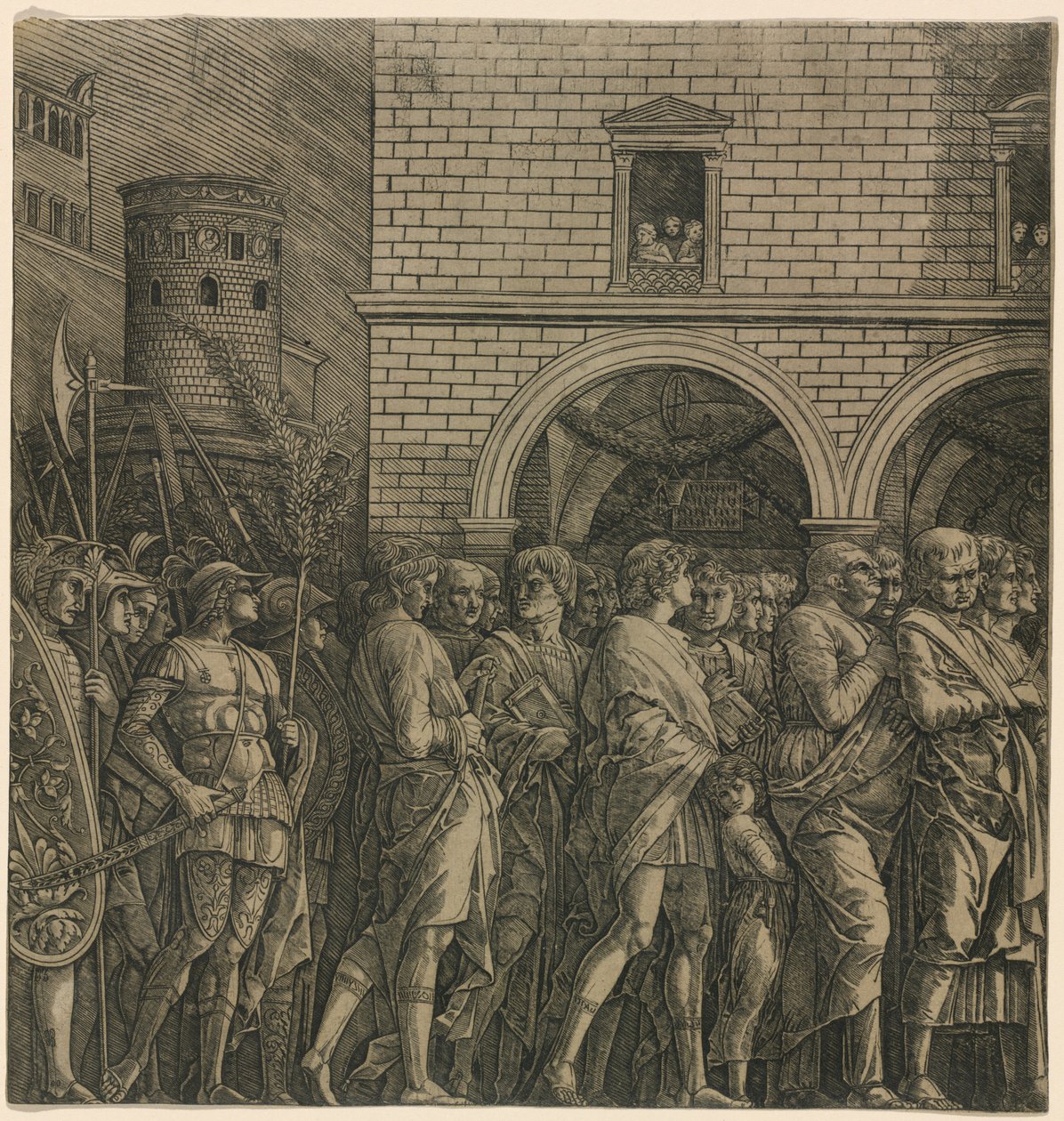 O Triunfo de César: Os Senadores de Workshop of Andrea Mantegna