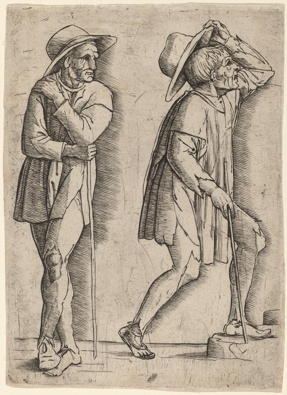 Dois Camponeses de Workshop of Andrea Mantegna
