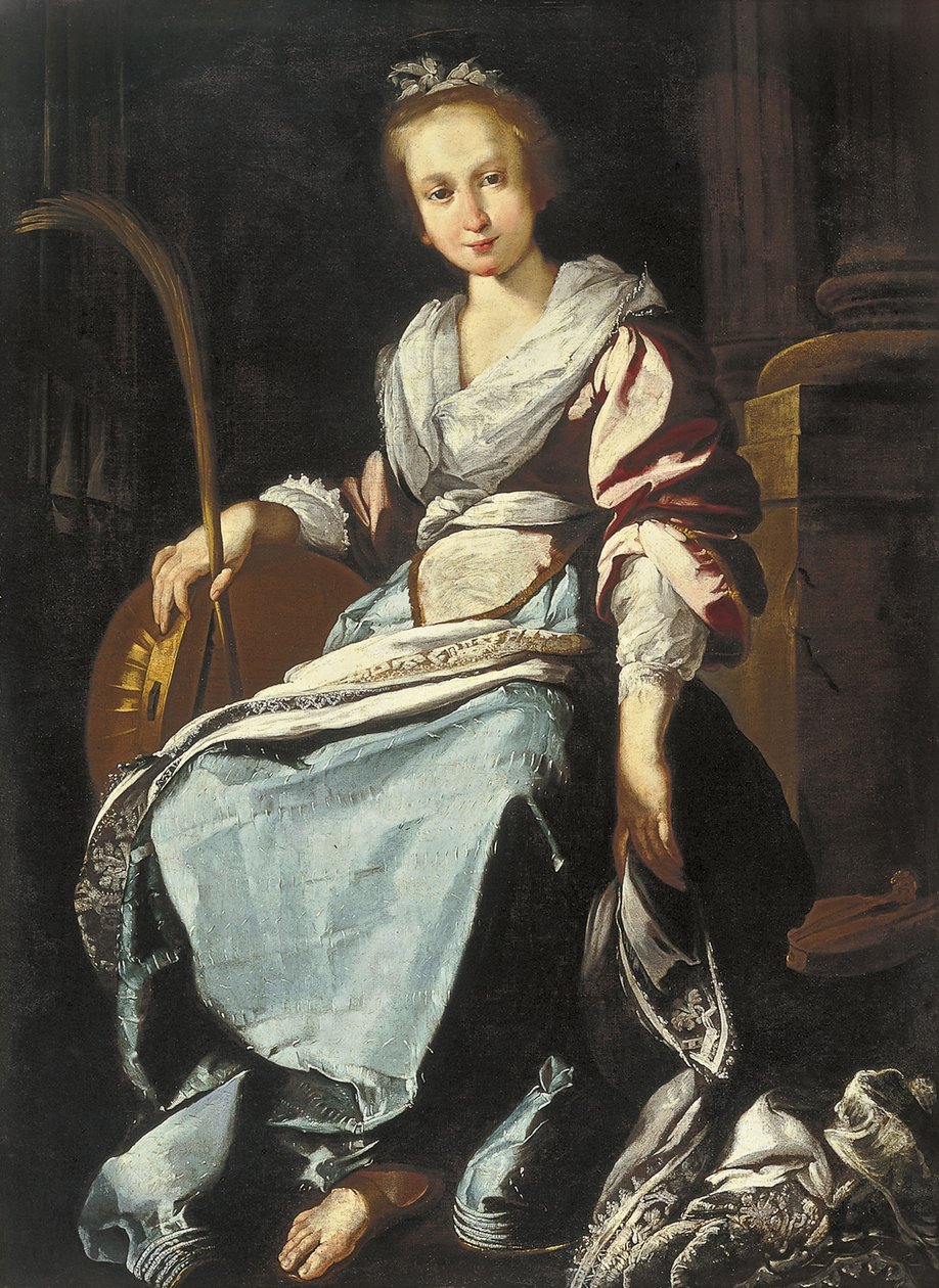 Espanhol: Santa Cecilia Santa Cecilia de workshop of Bernardo Strozzi