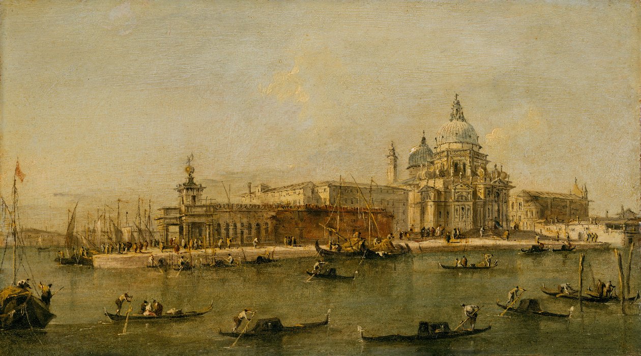 Veneza: The Dogana e Santa Maria della Salute. de Workshop of Francesco Guardi
