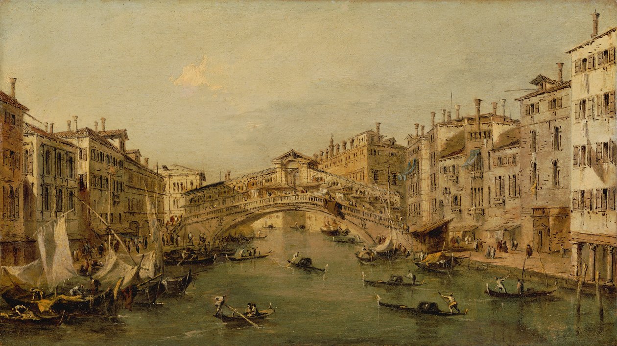 Veneza: O Rialto. de Workshop of Francesco Guardi