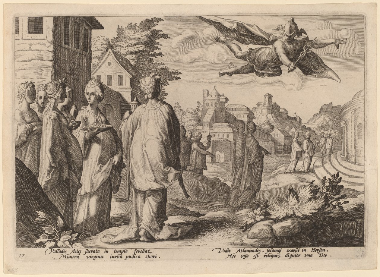 Mercúrio se apaixonando por Herse de Workshop of Hendrick Goltizus, after Hendrick Goltzius