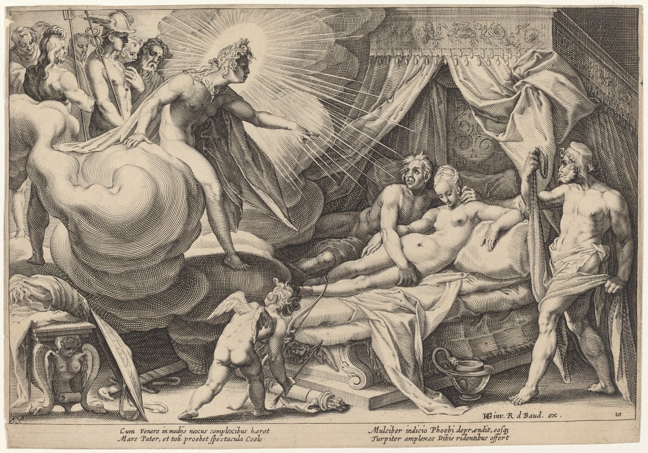 Marte e Vênus surpresos de Workshop of Hendrick Goltzius, after Hendrick Goltzius