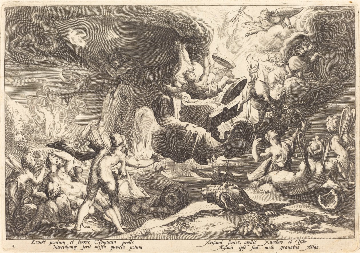 A Queda de Faetonte de Workshop of Hendrick Goltzius, after Hendrick Goltzius