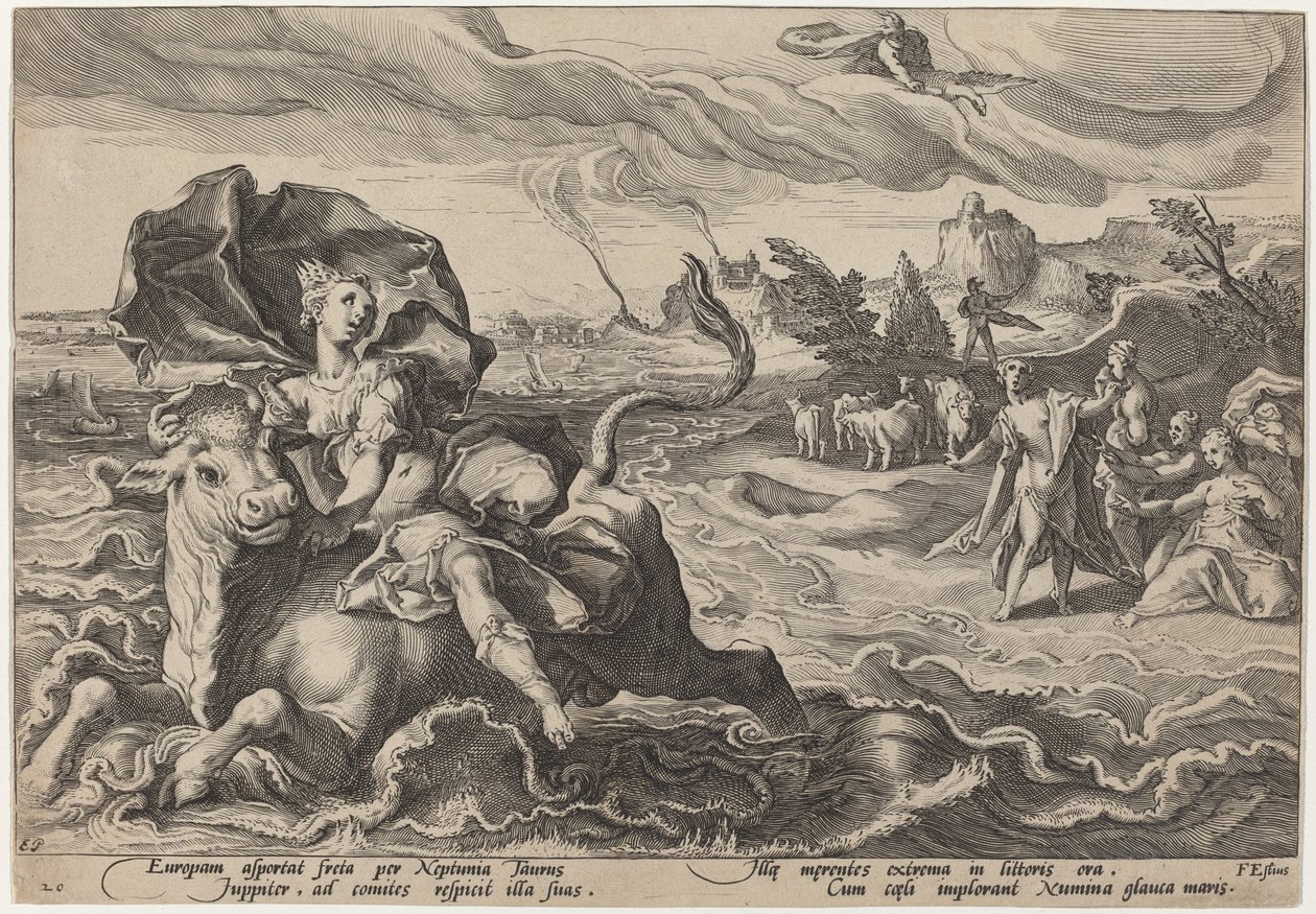 O estupro de Europa de Workshop of Hendrick Goltzius, after Hendrick Goltzius