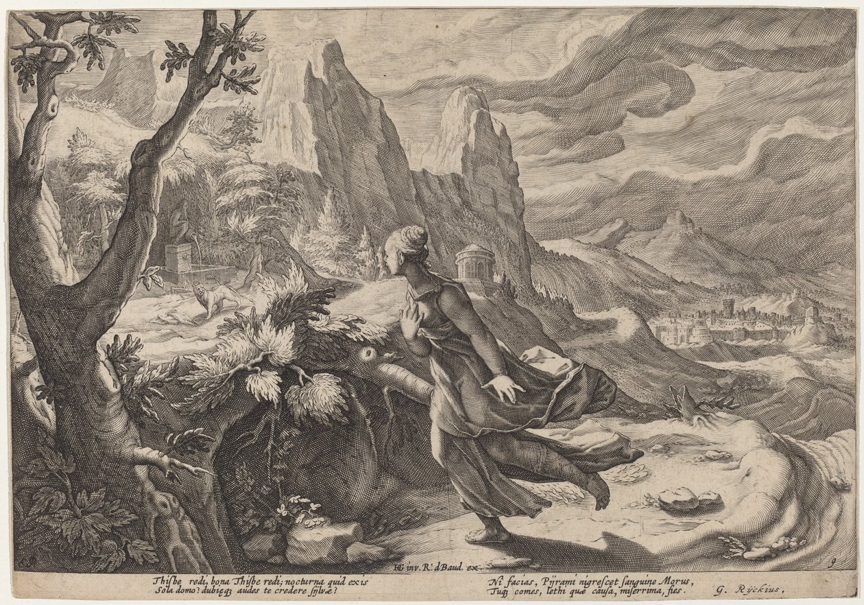 Thisbe Assustado Pelo Leão de Workshop of Hendrick Goltzius, after Hendrick Goltzius