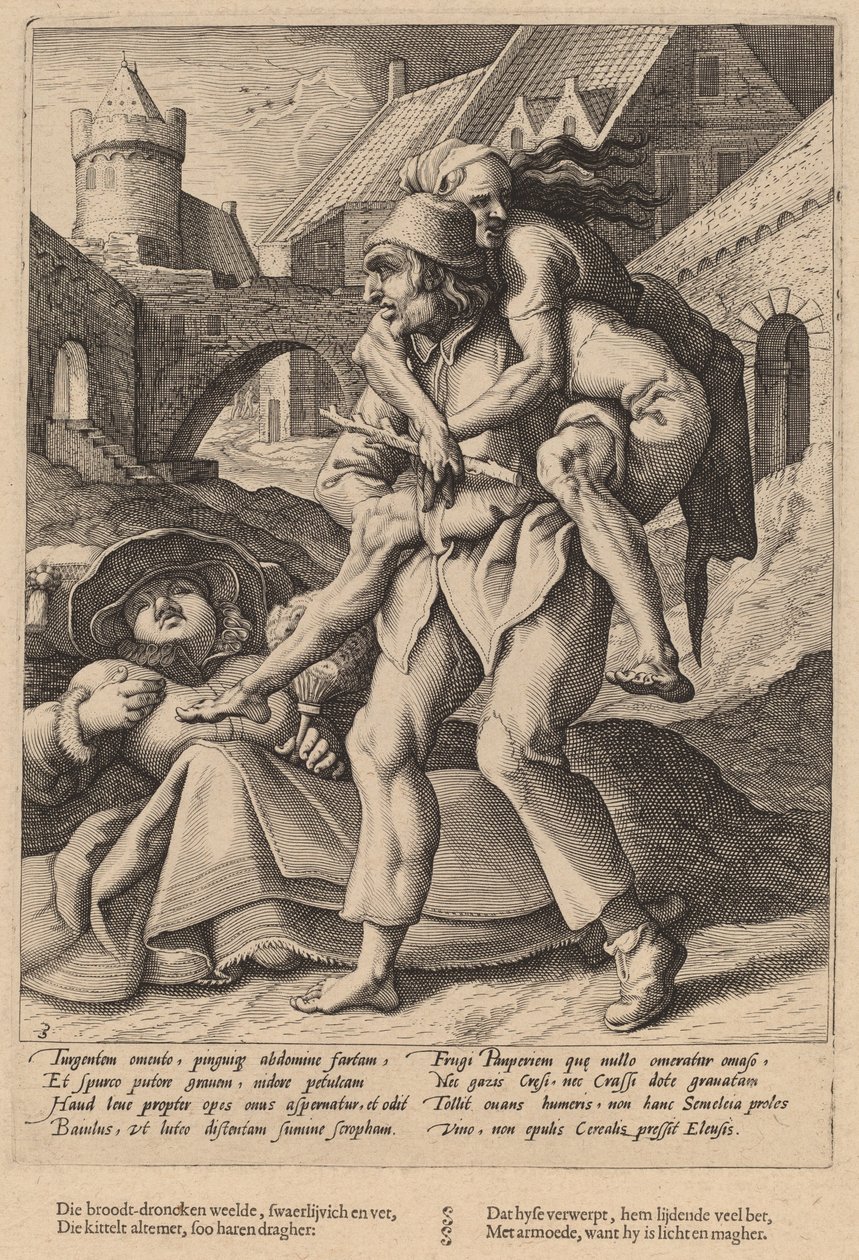 A pobreza é mais fácil de suportar do que o luxo de Workshop of Hendrick Goltzius, after Karel van Mander I