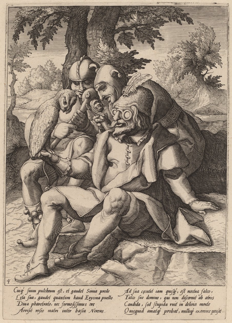 A sabedoria dos tolos de Workshop of Hendrick Goltzius, after Karel van Mander I