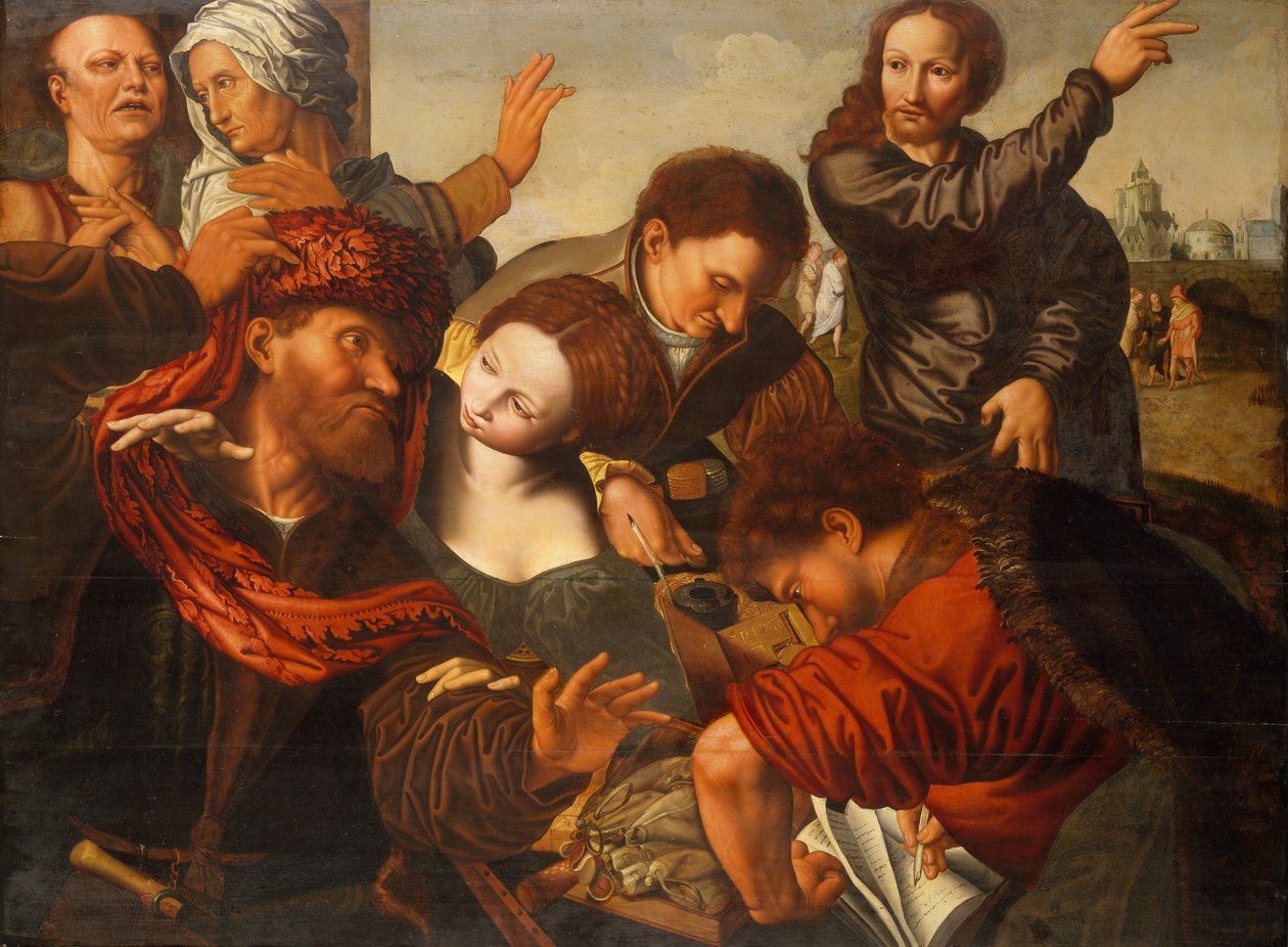 O Chamado de Mateus. de Workshop of Jan Sanders van Hemessen