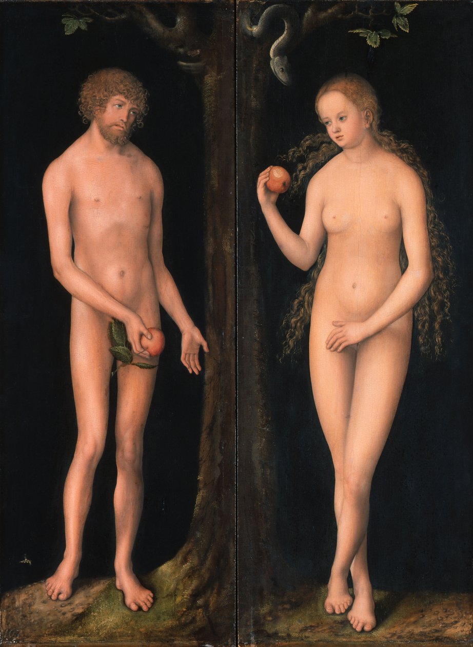 Alemão: Adam und Eva Adam and Eve de workshop of Lucas Cranach the Elder