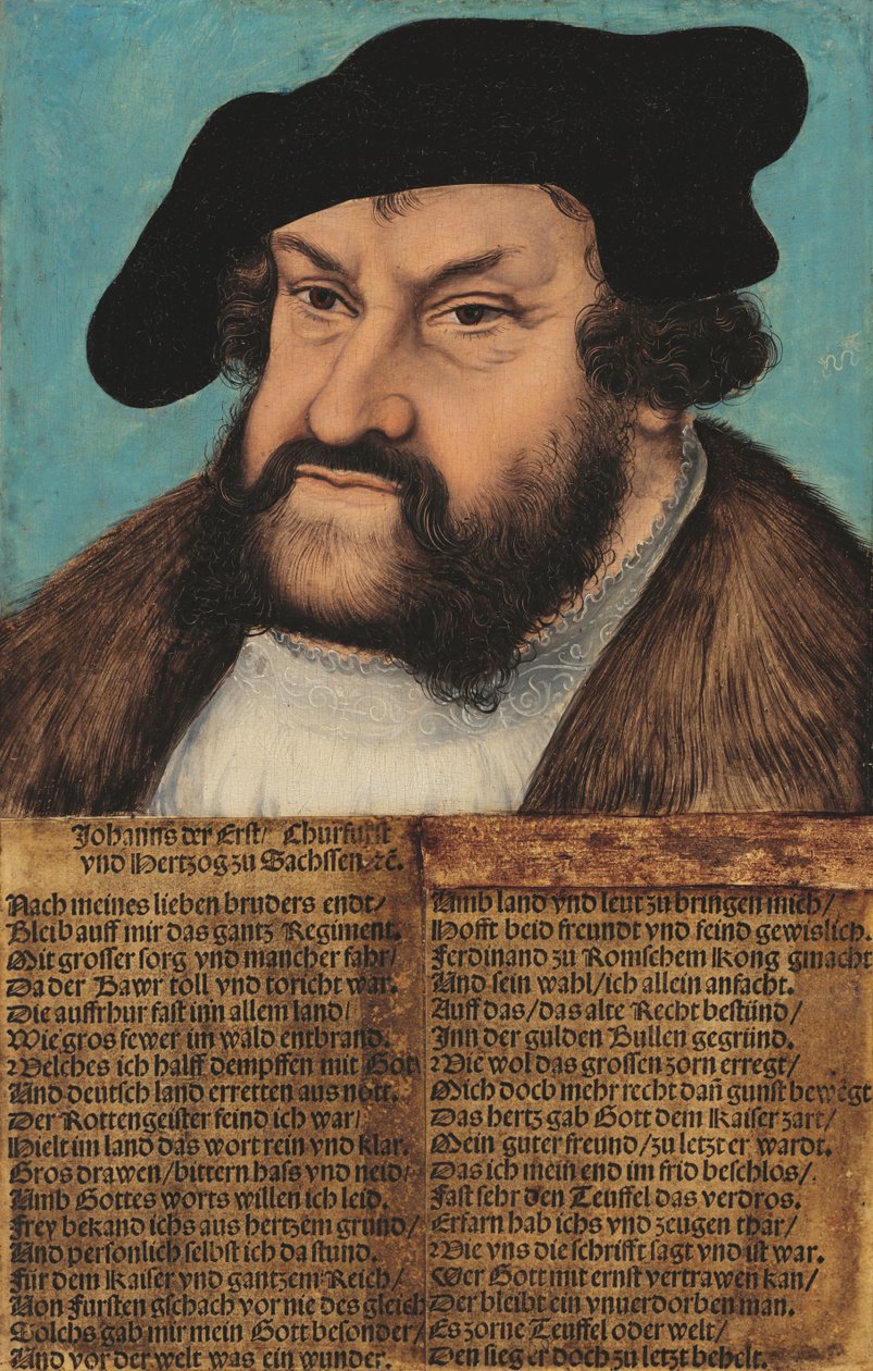 Alemão: Johann der Beständige, Kurfürst von Sachsen (1486-1532) Johann the Steadfast. Eleitor da Saxónia (1486-1532) de workshop of Lucas Cranach the Elder