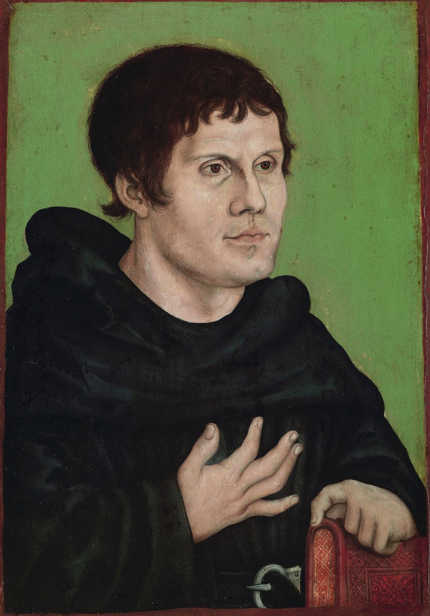 Alemão: Posthumes Bildnis Martin Luthers (1483-1546) als Augustinermönch Retrato póstumo de Martinho Lutero como monge agostinho de workshop of Lucas Cranach the Elder