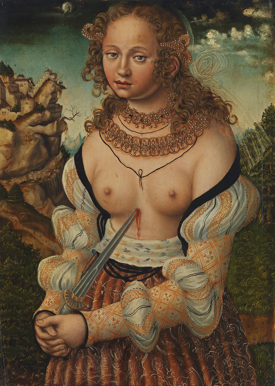Alemão: Selbstmord der Lucretia Suicídio de Lucretia de workshop of Lucas Cranach the Elder
