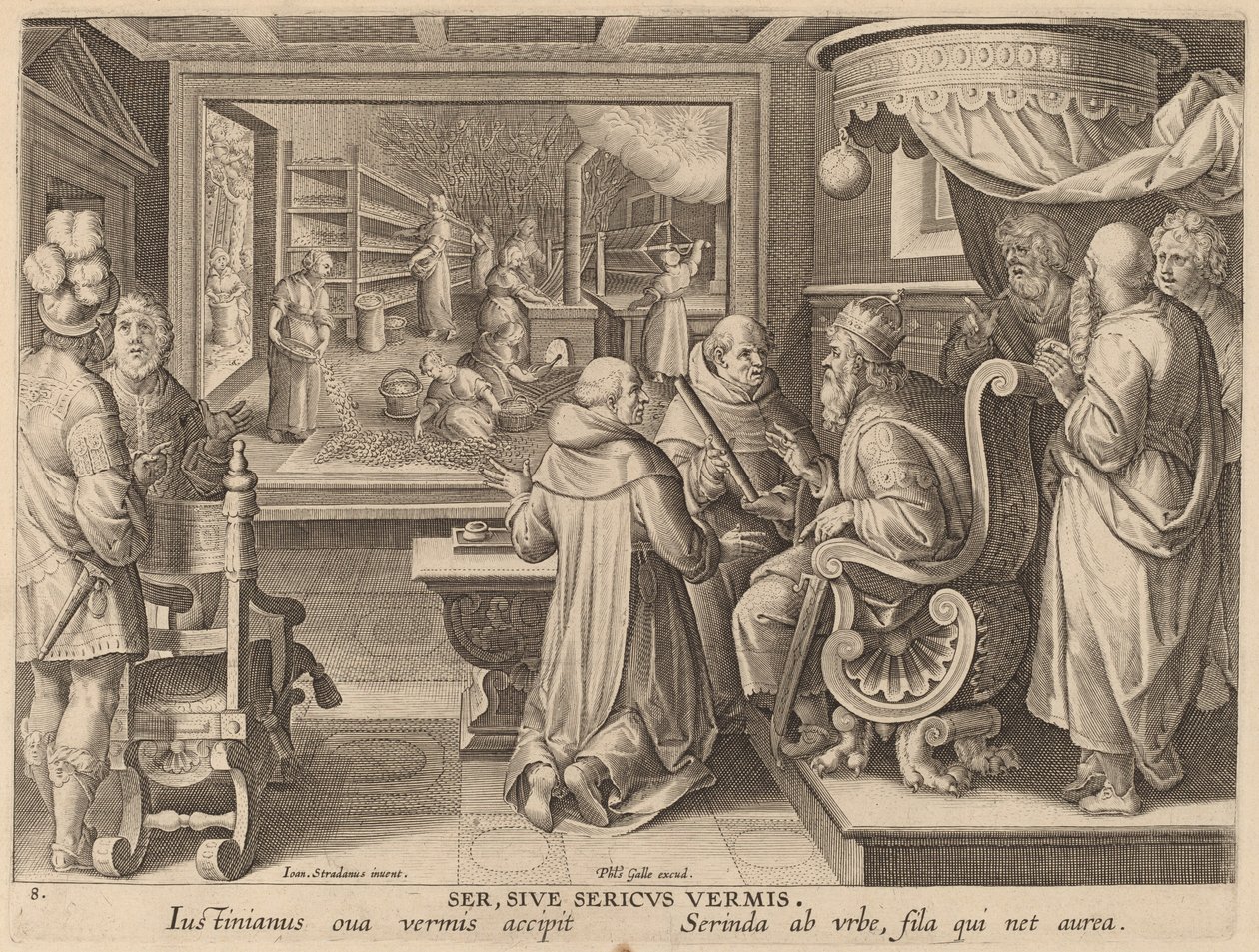 Ser, Sive Sericus Vermis (Seda, ou o Bicho-da-seda) de Workshop of Philip Galle after Jan van der Straet