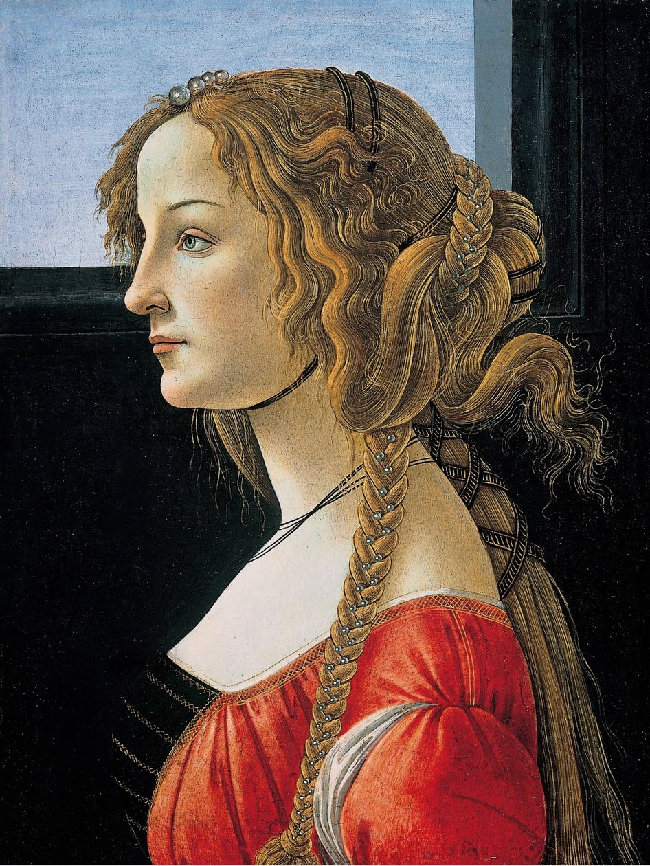 Retrato de perfil de uma jovem mulher, provavelmente Simonetta. de Workshop of Sandro Botticelli