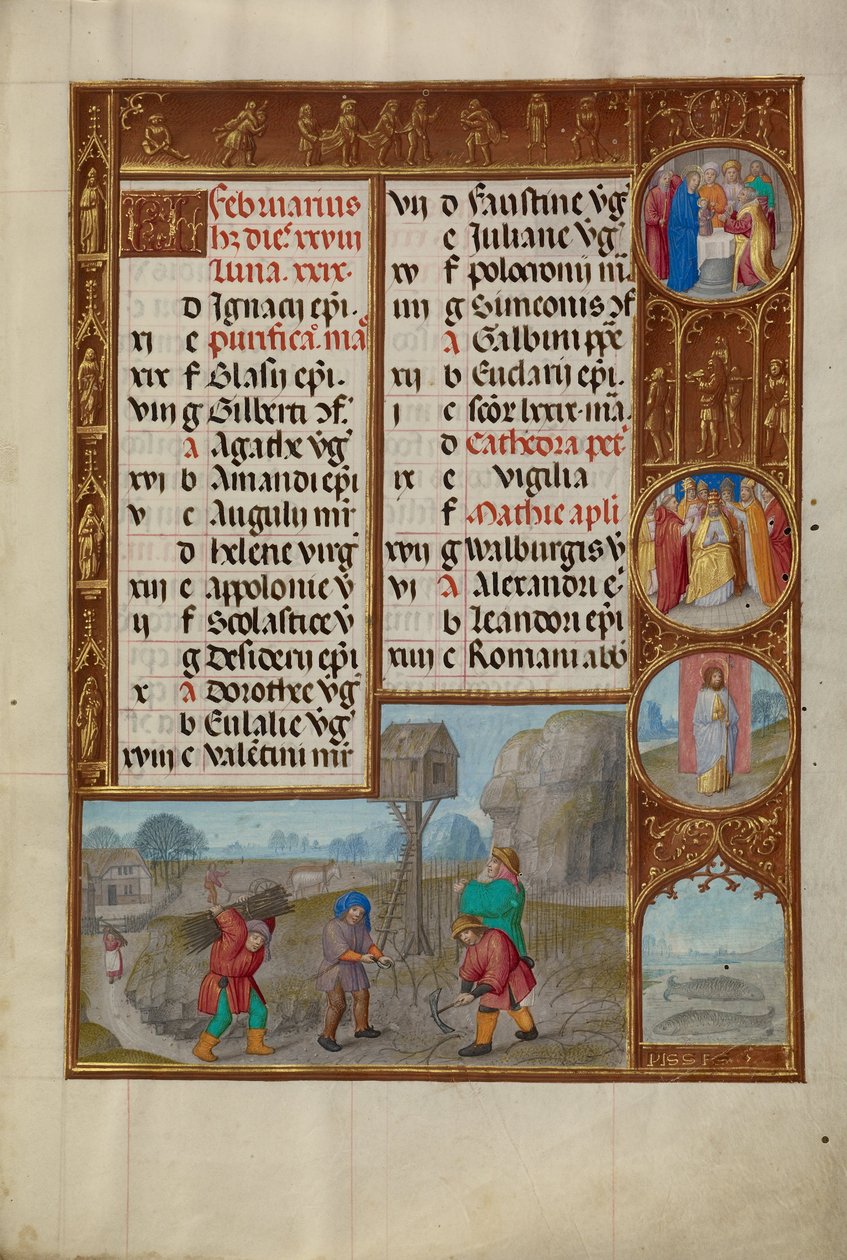 Trabalhando em uma Vinha; Signo Zodiacal de Peixes de Workshop of the Master of James IV of Scotland