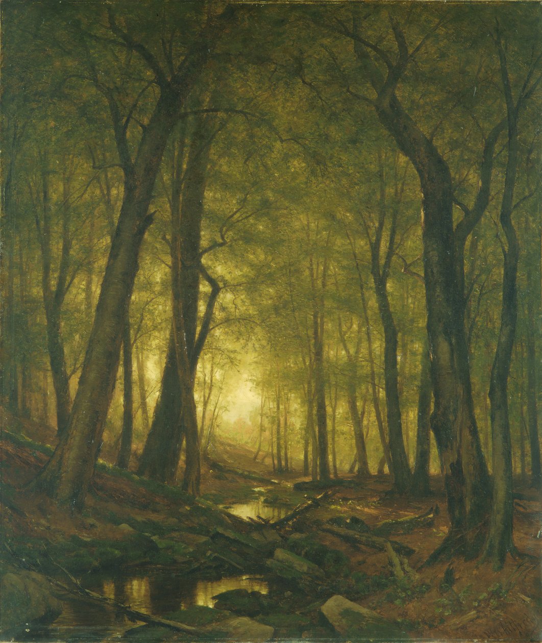 Noite na floresta, 1876. de Worthington Whittredge