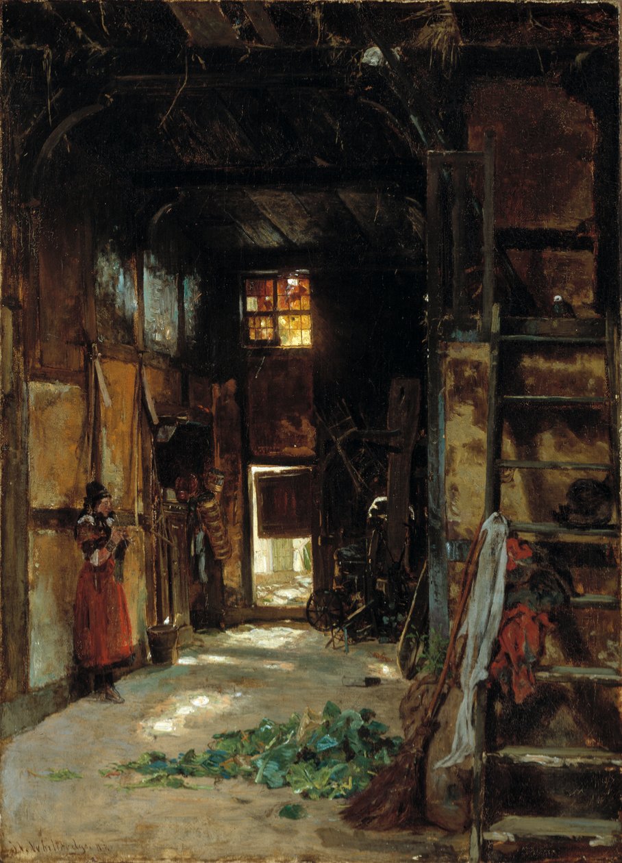 Interior de uma casa de campo em Westphalian, 1852. de Worthington Whittredge