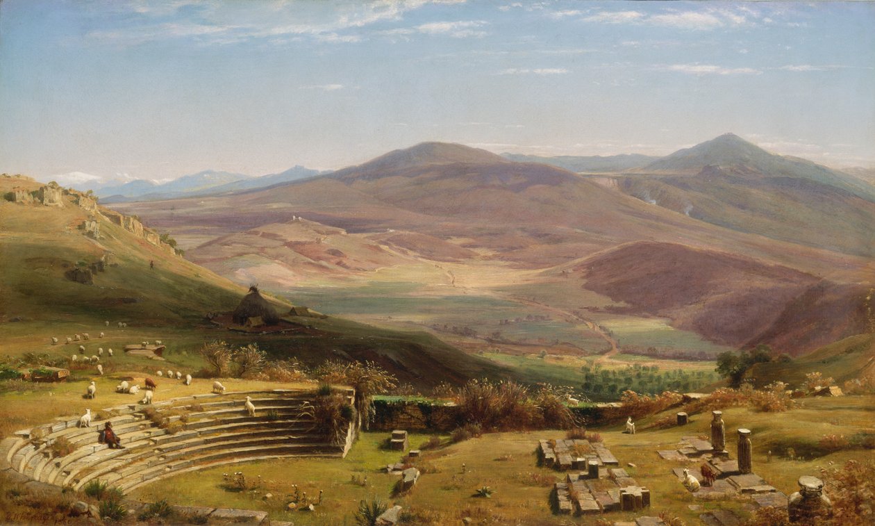 O Anfiteatro de Tusculum e Albano Mountains, Roma, 1860. de Worthington Whittredge