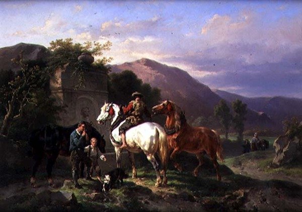 Regar os Cavalos (óleo sobre tela) de Wouterus Verschuur