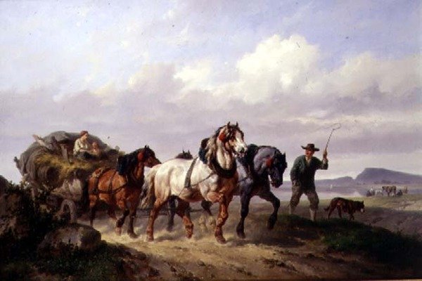 Uma Equipe de Cavalos de Corrida (óleo sobre tela) de Wouterus Verschuur