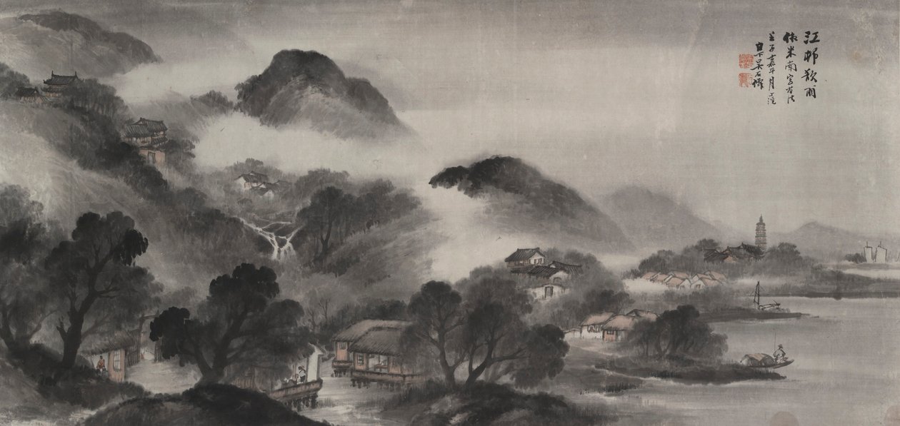 Uma vila ribeirinha antes da chuva de Wu Shixian
