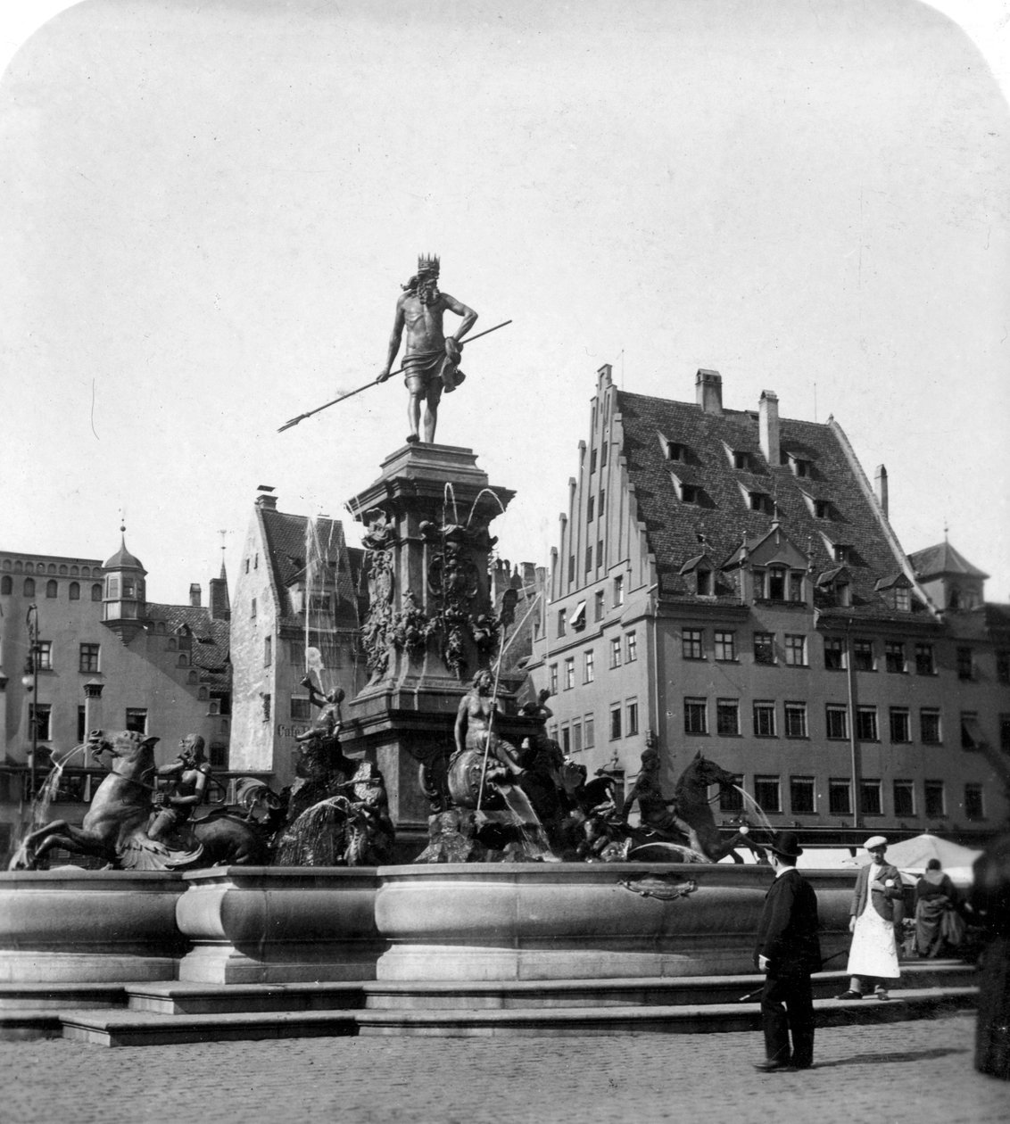 A fonte de Netuno, Nuremberg, Alemanha, c1900s. de Wurthle and Sons