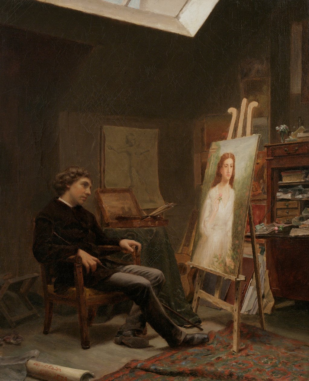 O artista em seu estúdio, 1873 de Wyatt Eaton