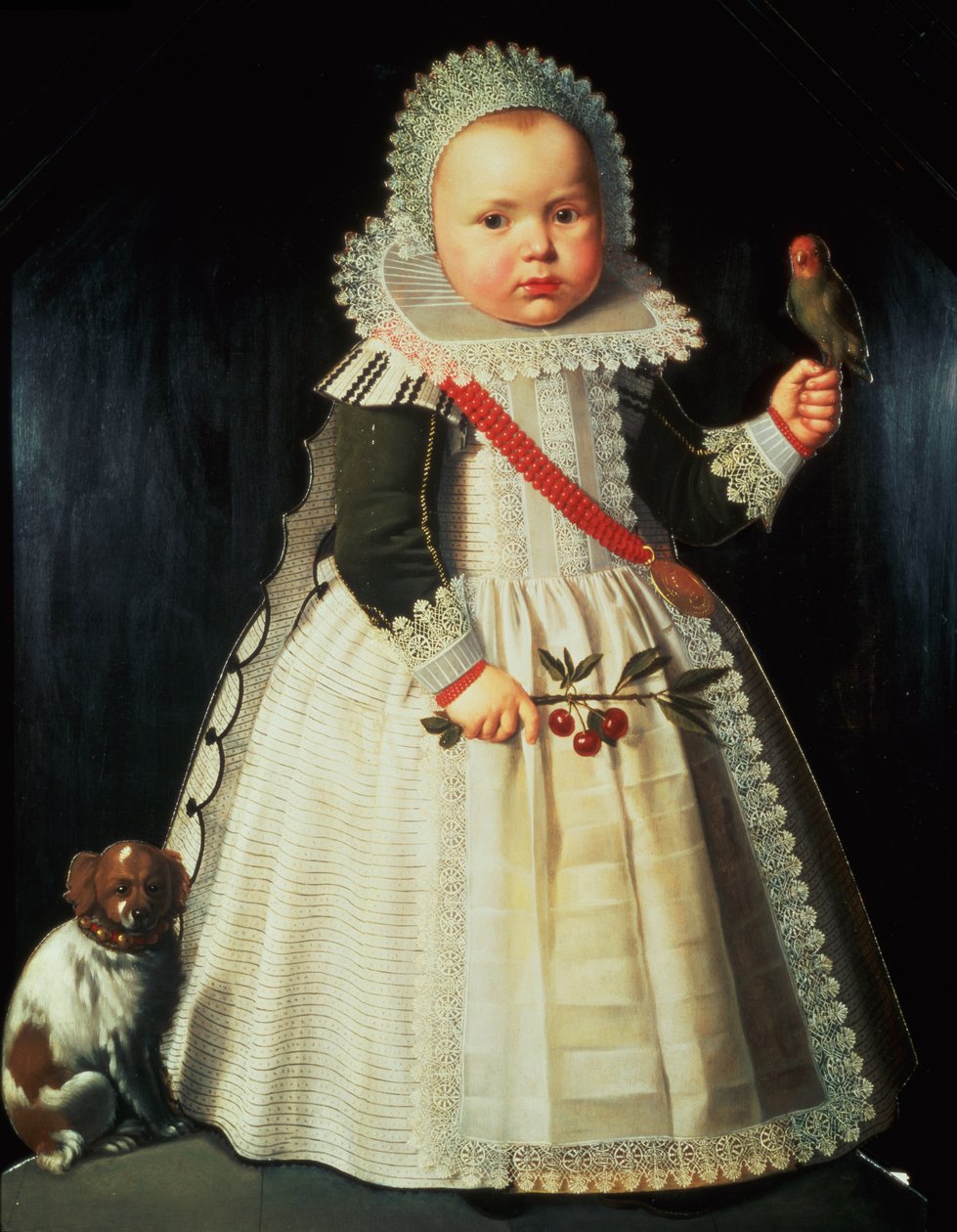 Retrato, de, um, menino jovem, segurando, um, papagaio de Wybrand Simonsz. de Geest