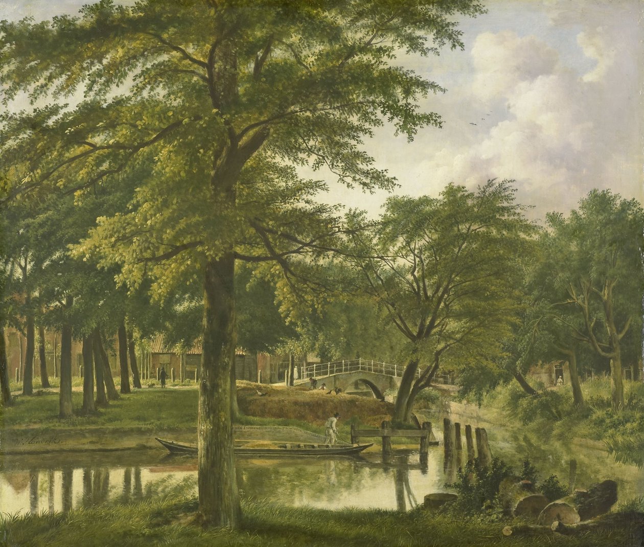 Vista do Nieuwe Gracht perto do Bolwerk, Haarlem de Wybrand Hendriks (signed by artist)
