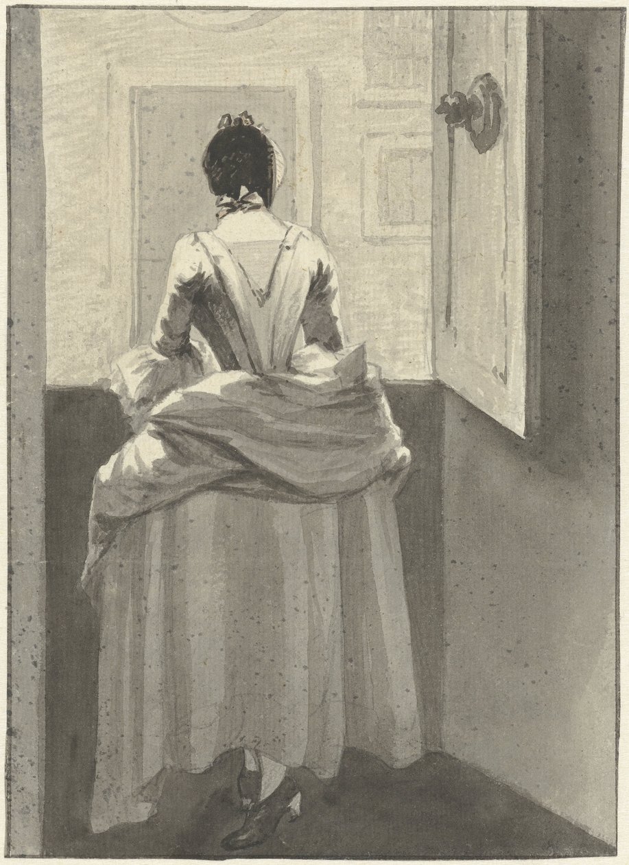 Mulher de pé em frente a uma porta de Wybrand Hendriks