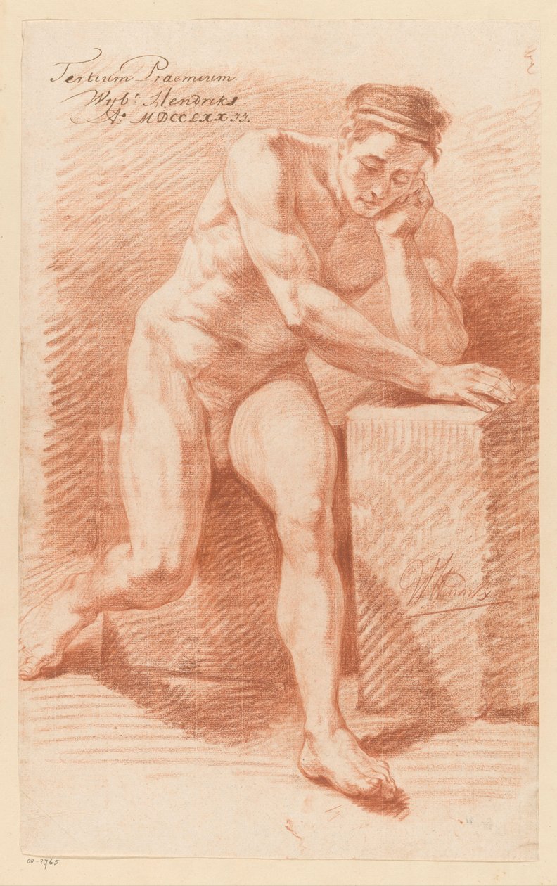 Nu masculino sentado, visto de frente (3º prêmio 1772) de Wybrand Hendriks