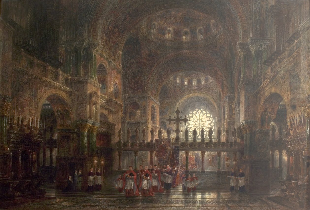 Interior da Basílica de São Marcos, Veneza, Itália, 1877 de Wyke Bayliss