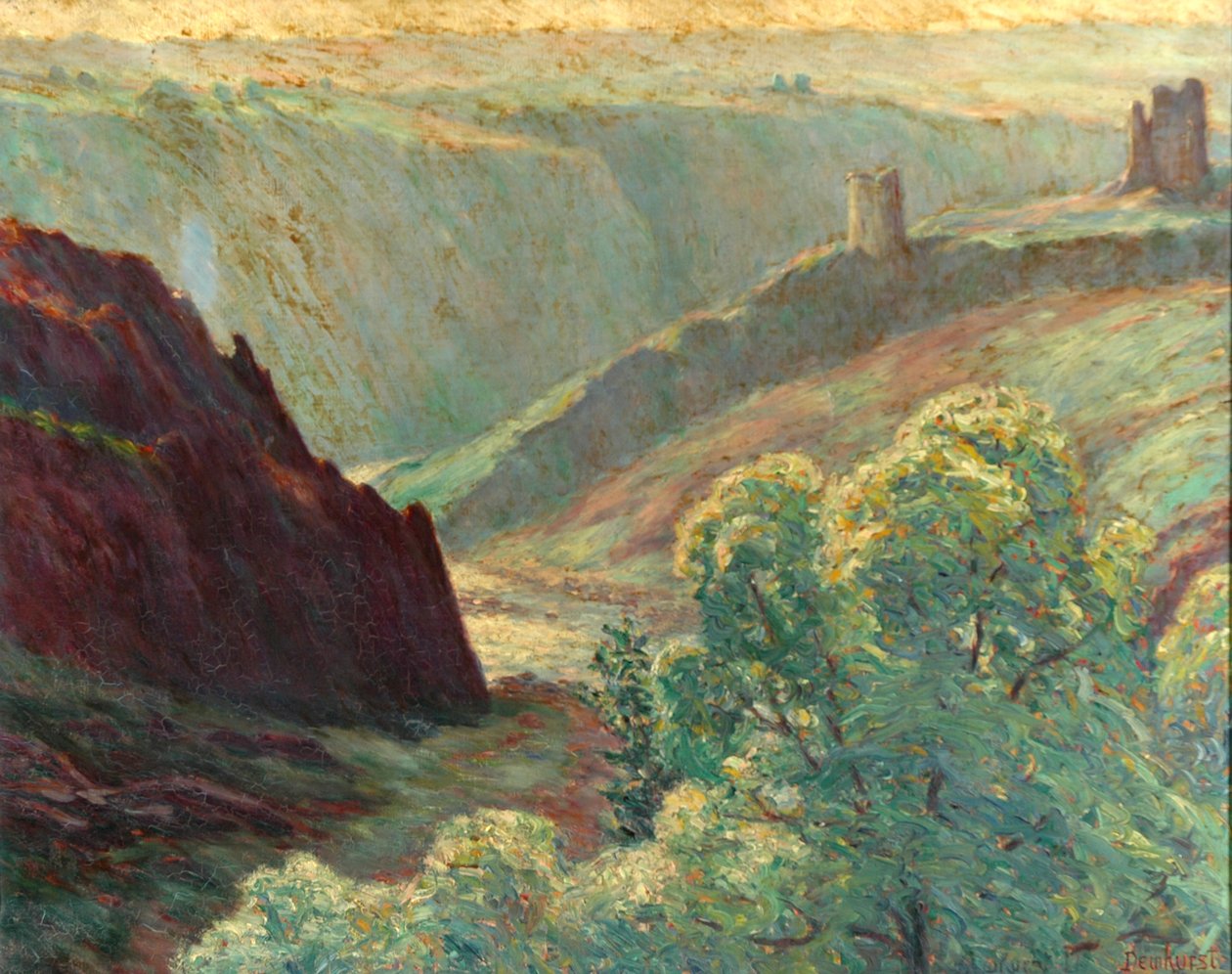 Nascer do sol e névoa do rio de Wynford Dewhurst