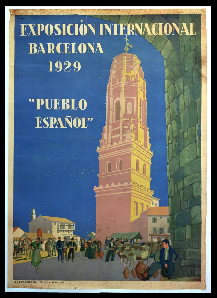 Cartaz publicitário da Exposição Internacional em Barcelona, 1929 de Xavier Nogues