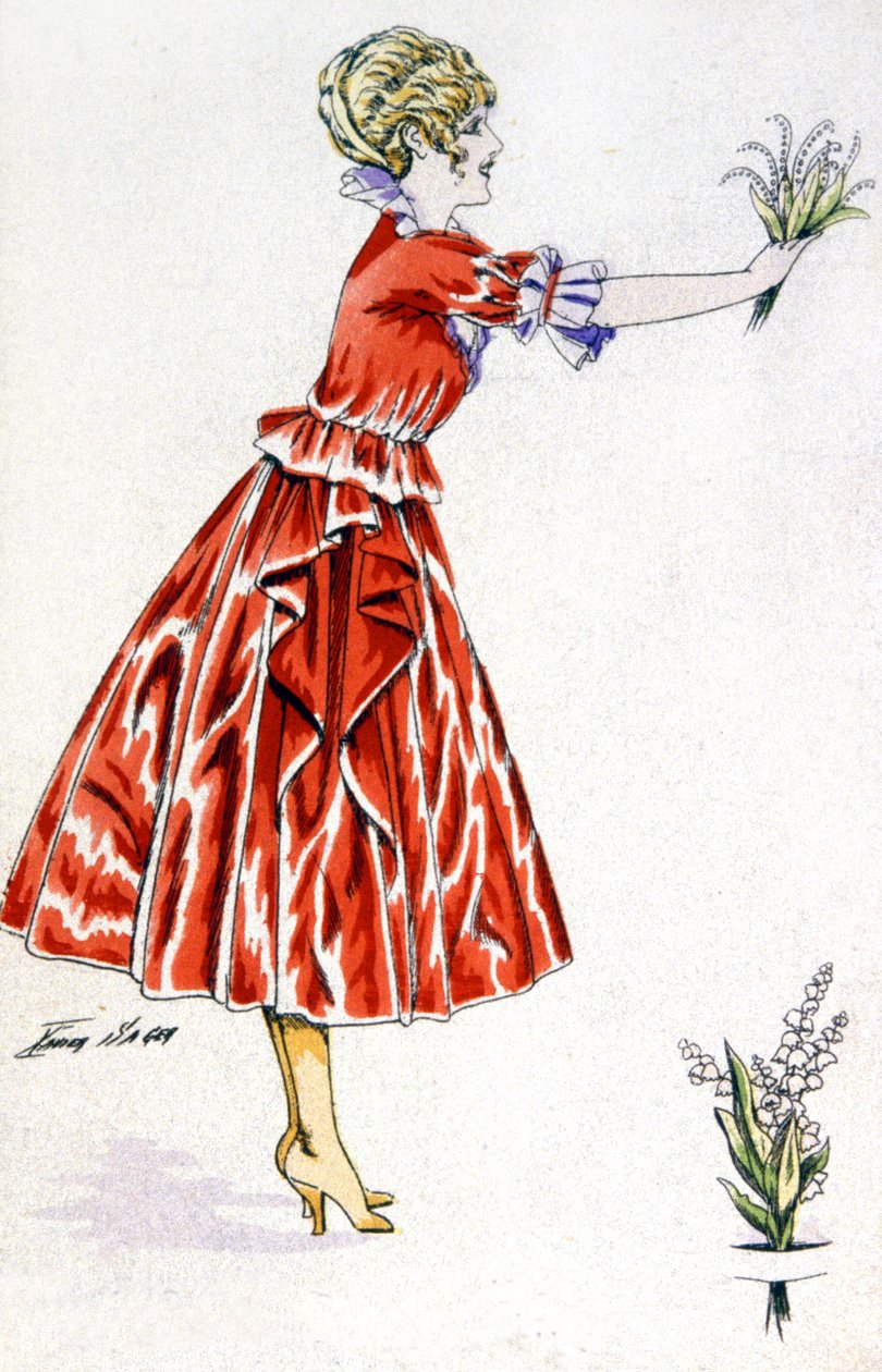 O lírio do vale para boa sorte, c. 1930 (cartão postal) de Xavier Sager