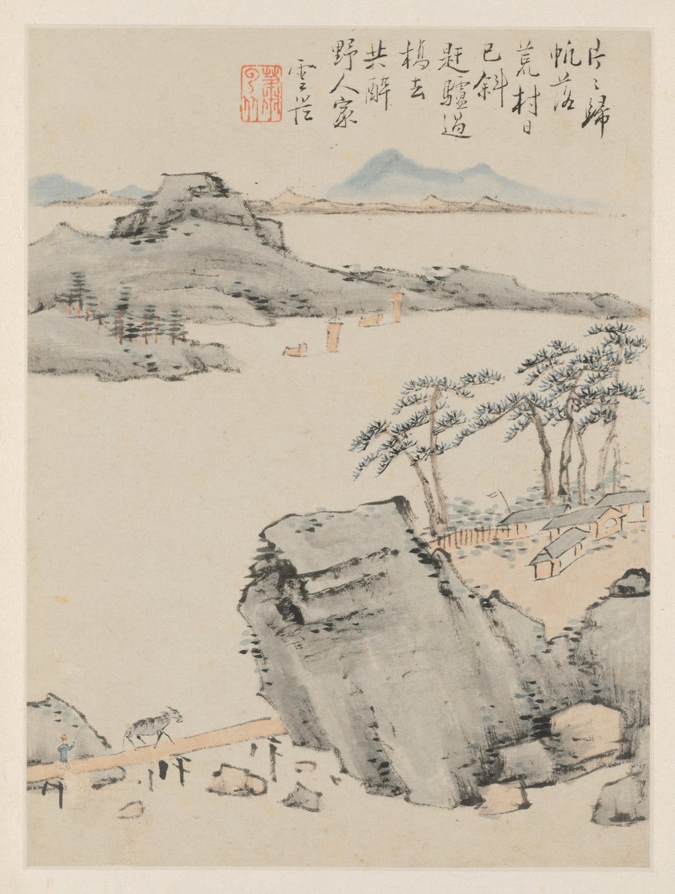 Álbum de Paisagens Sazonais, Folha C folha anterior 6, 1668. de Xiao Yuncong