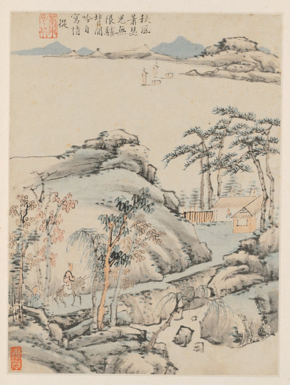 Álbum de Paisagens Sazonais, Folha F folha anterior 5, 1668. de Xiao Yuncong