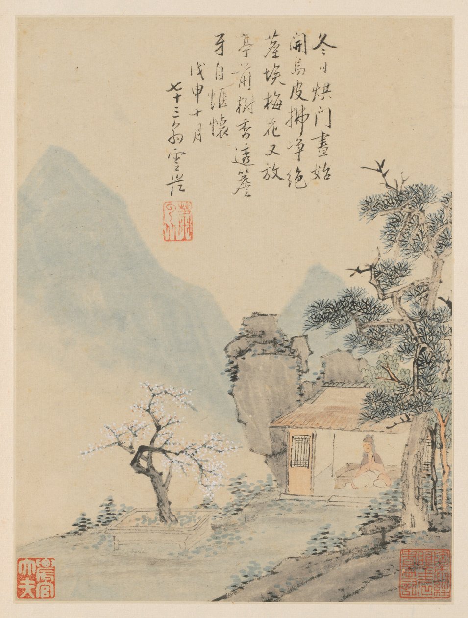 Álbum de Paisagens Sazonais, Folha H folha anterior 8, 1668. de Xiao Yuncong