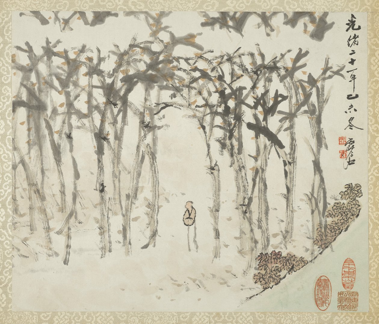 Paisagem com figura, de um álbum de paisagens e caligrafia de Liu Songfu, 1895-96 de Xugu